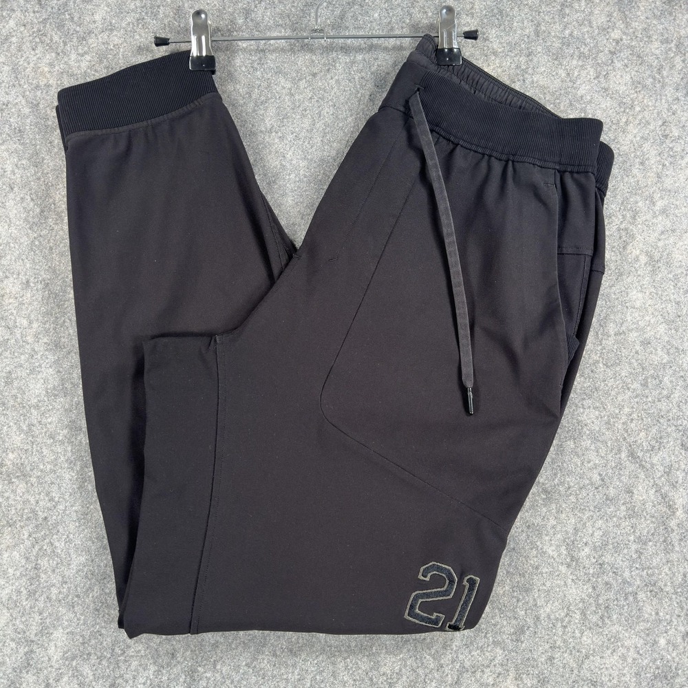 Lululemon ABC Jogger Pants Mens Large Black Woven Elastic Waist Zip Pocket 21